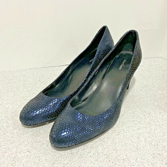 Calvin Klein Babe High Heels Pumps Ladies Navy Blue Career Shoes US 10M AS IS - Picture 1 of 9